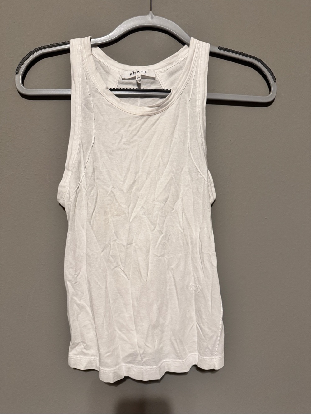 Frame Denim White Ribbed Scoop Tank Top